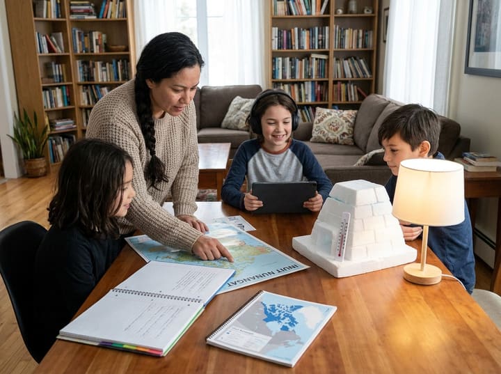A family mapping Inuit Nunangat, testing insulation and listening to throat singing