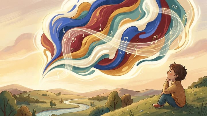 Child imagining a feeling as colour, shape and sound