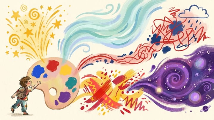 Colours and abstract marks expressing different feelings