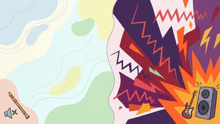 Quiet and loud music shown as contrasting abstract forms