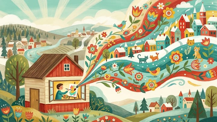 Small house sending colourful art into the wider world