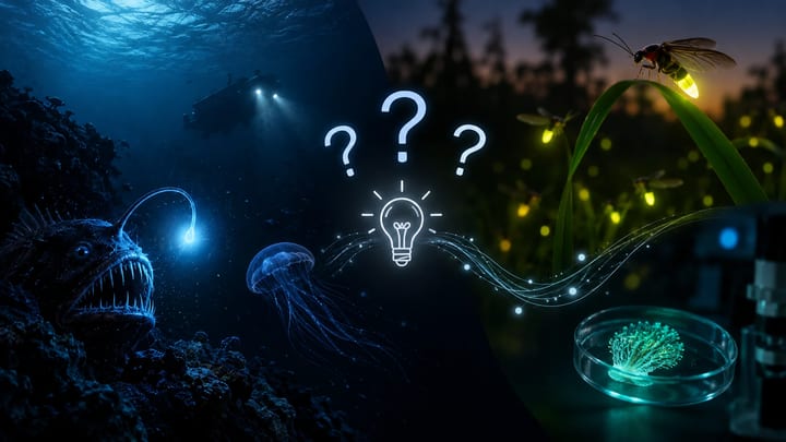Bioluminescent waves, glowing plankton and luminous jellyfish