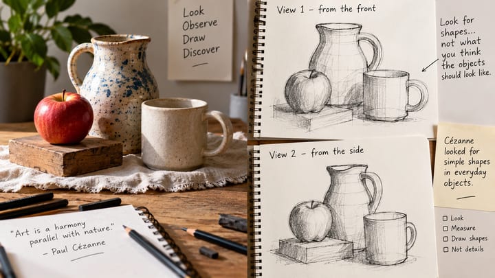 Bowl of apples, ceramic jug and blue cloth
