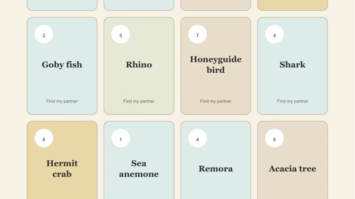 Printable cards for matching animals with their partners