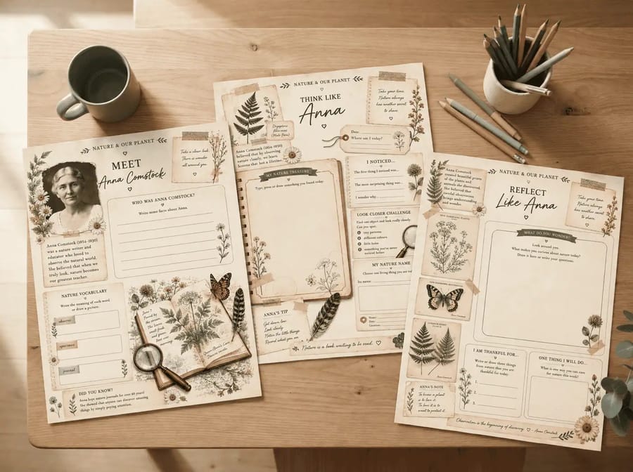 Anna Comstock & Nature Journaling pdf lesson printout home education