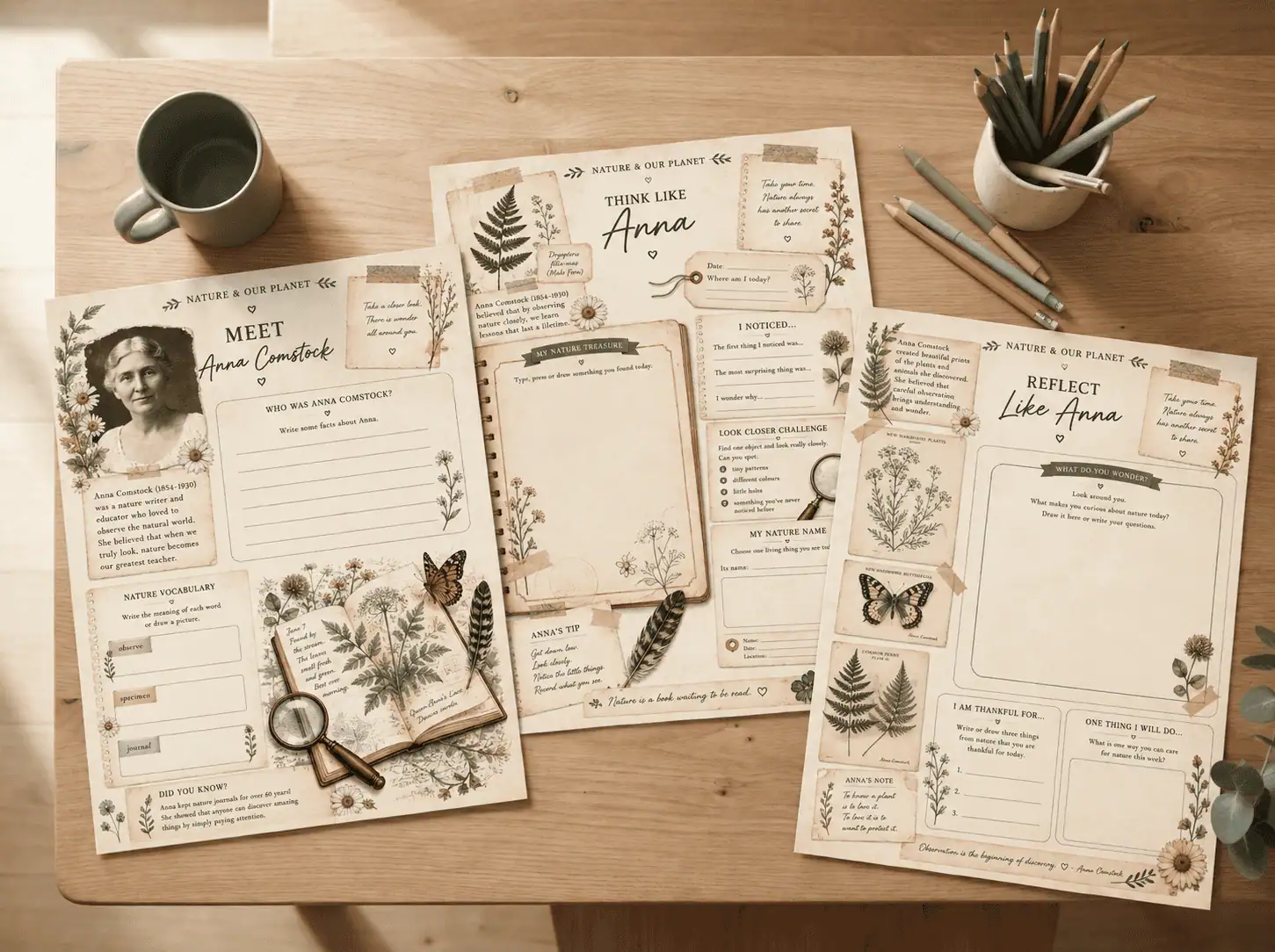Anna Comstock & Nature Journaling pdf lesson printout home education