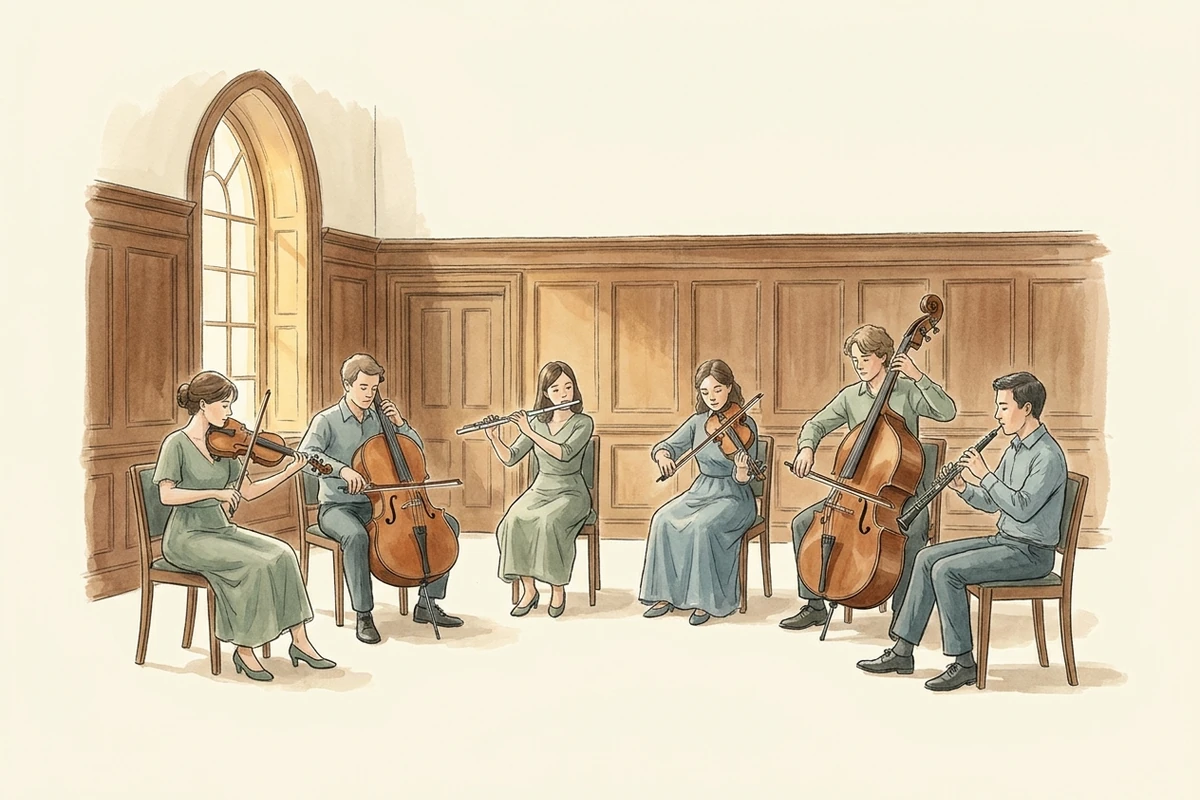 Musicians playing different instruments together