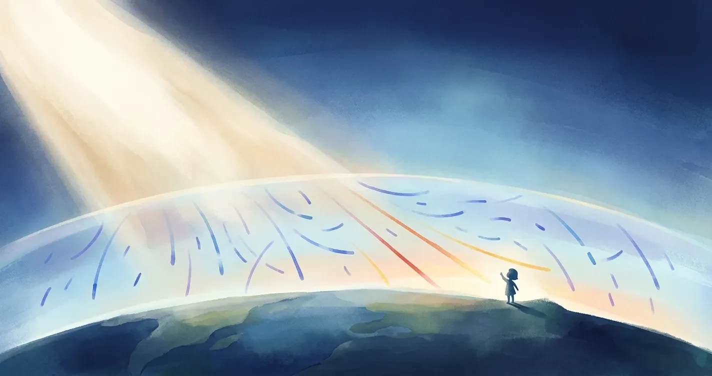 How blue light scatters through Earth's atmosphere while longer red and orange wavelengths travel more directly